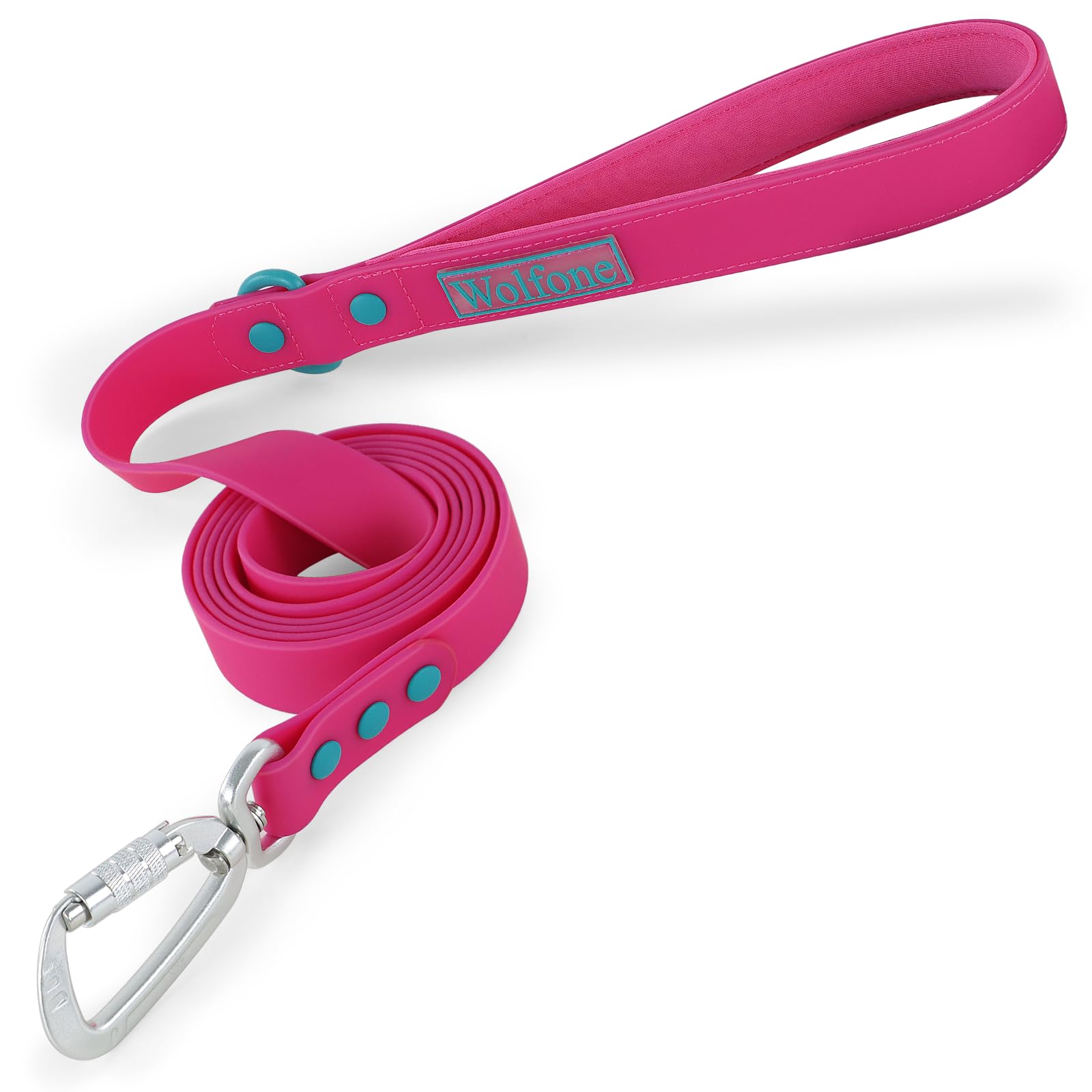 Wolfone 6Ft Safety Auto-Lock Carabiner Dog Leash Soft Handle Waterproof Cute Colored Leash For Dogs Pink Peacock