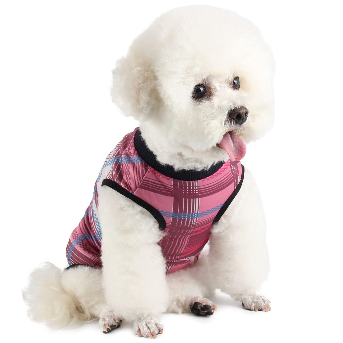 Etdane Dog Recovery Suit For Female Male Dog Onesie For Surgery Dog Surgical Suit After Spayed Dog Neuter Body Suits Fit Small Medium Dog With Pee Hole Pink Plaid/X-Small