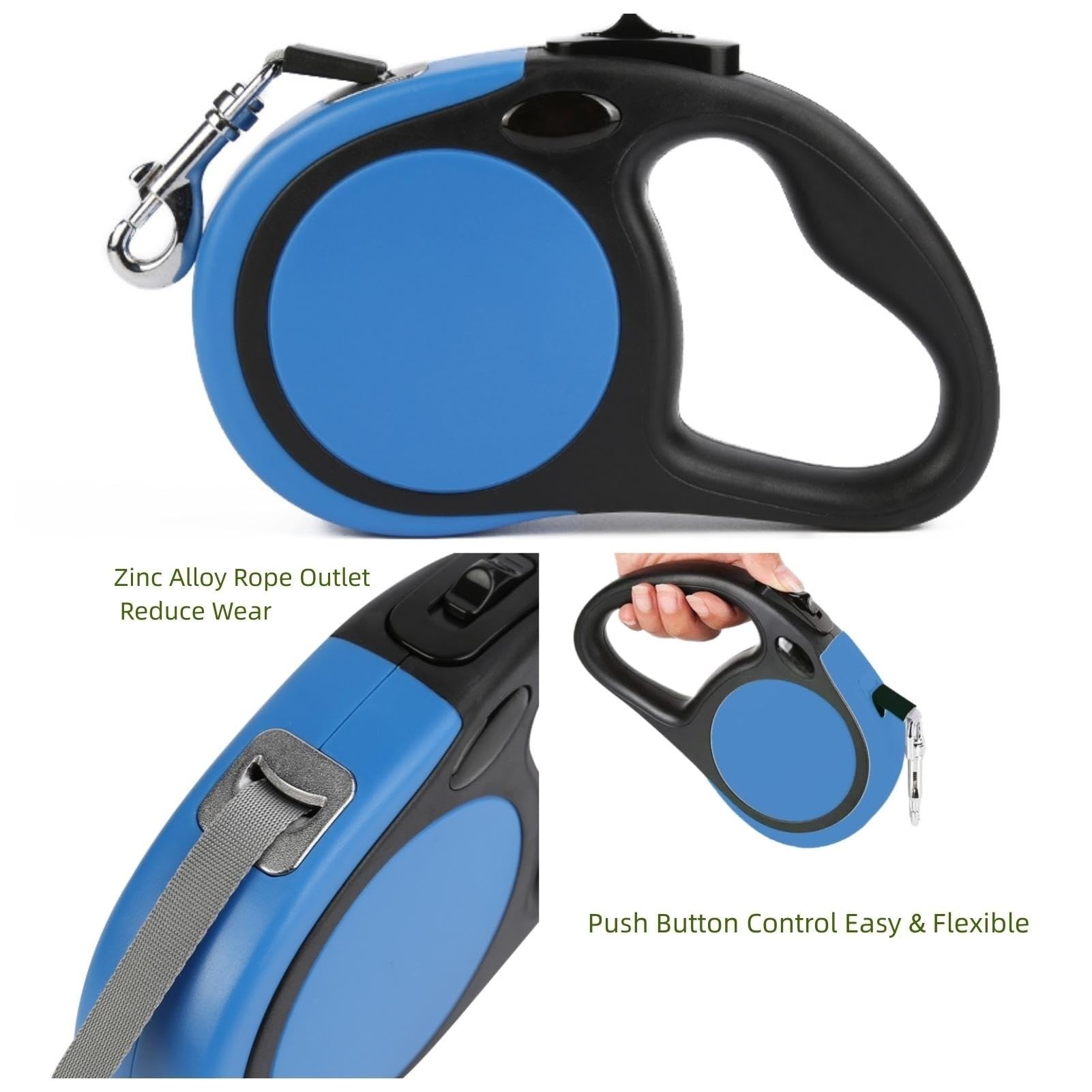 Dual Retractable Dog Leash Small Breed (Up to 44 Lbs Each) - Double Headed 16 ft Extendable Pet Leash with Poop Bags, Non Slip G