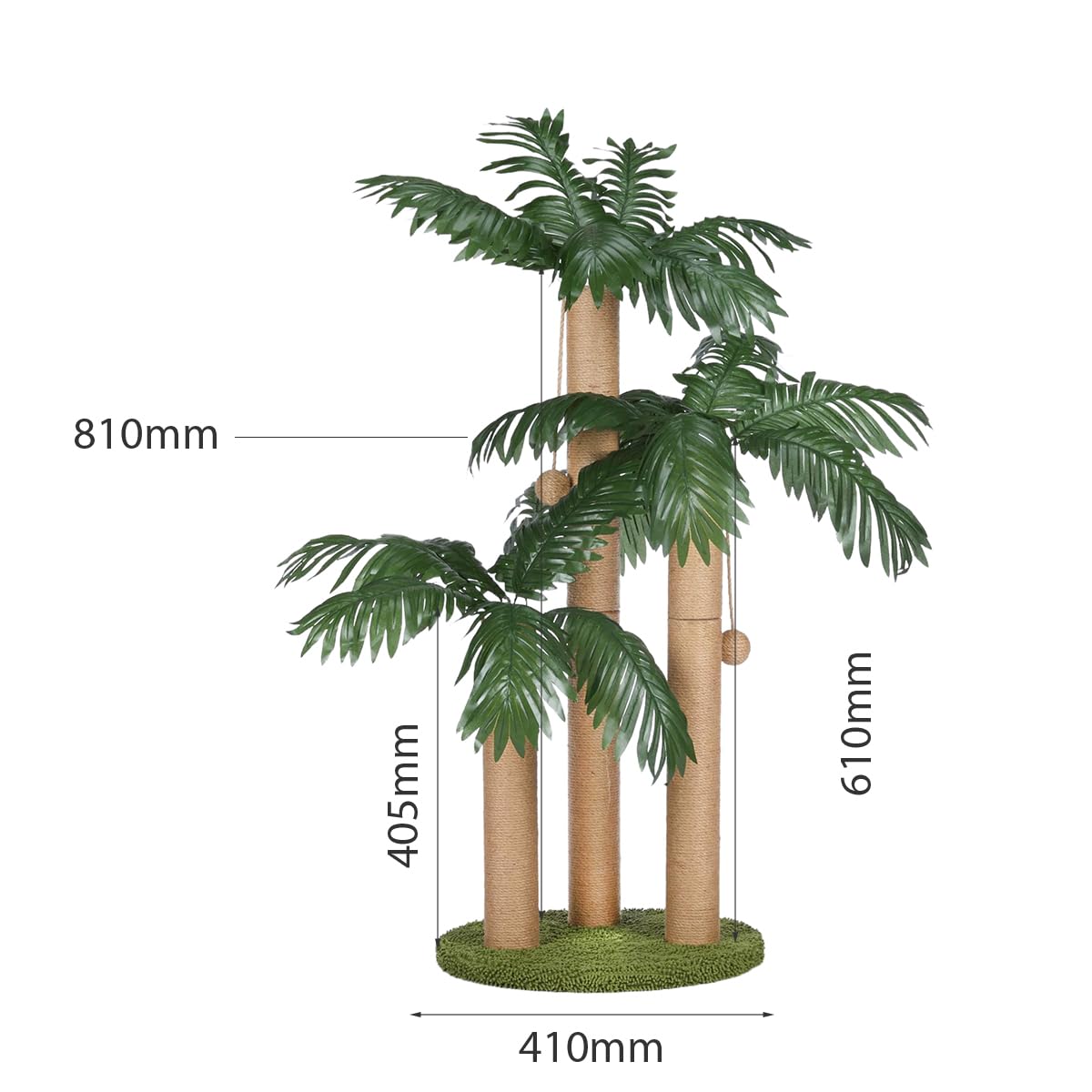 Lemonda 31.5Inch Cat Scratching Post,Cat Scratcher Tree With 3 Scratching Poles & 2 Interactive Dangling Balls,Cats Scratching P