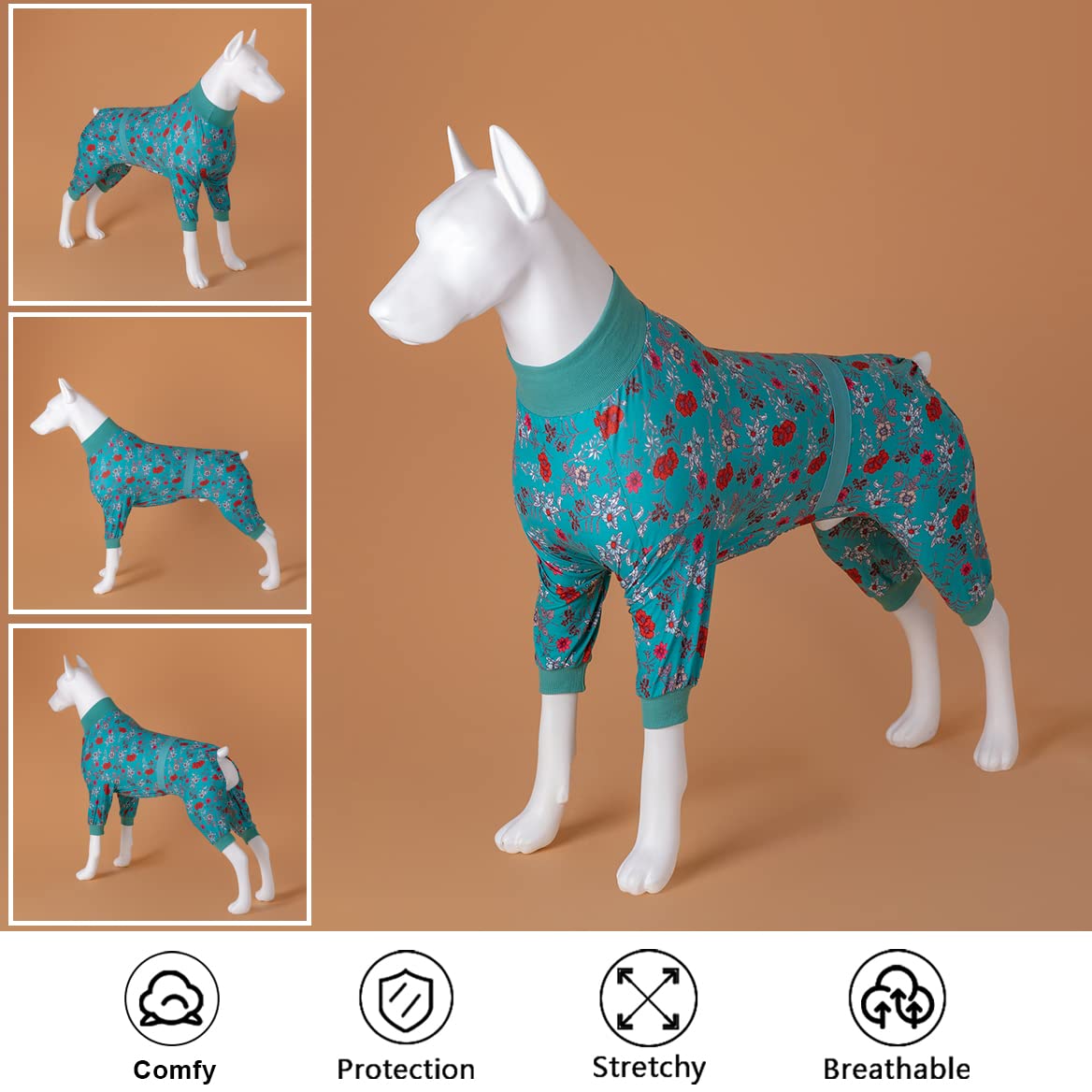 Lovinpet Dog Jammies, Post Operative Jumpsuit For Dogs Apparel, Reflective Strap Full Coverage Dog Onesie, Breathable & Elastic