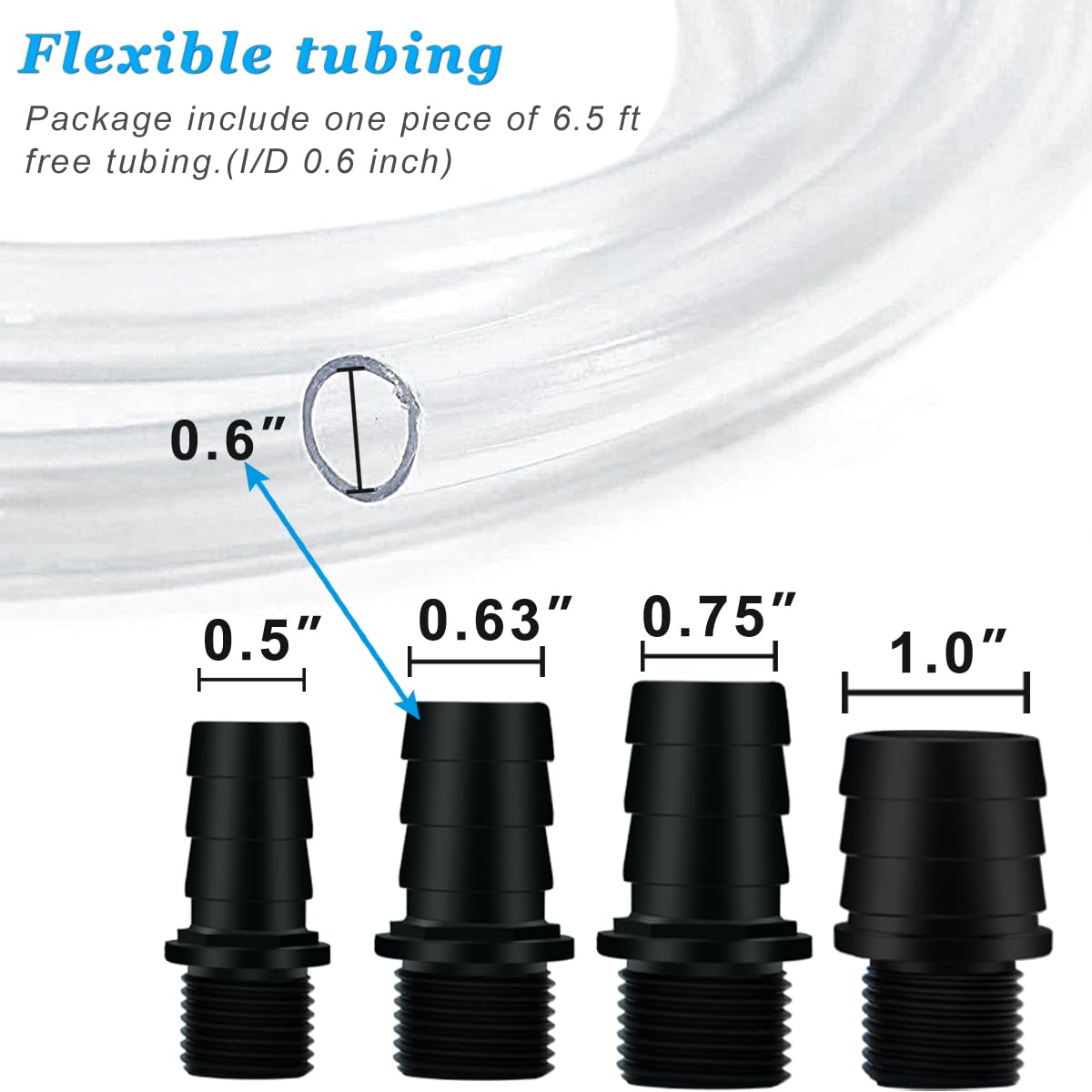 PULACO 800GPH Submersible Pump, 45W Durable Fountain Pump with 6.5 ft Tubing, 4 Nozzles for Fish Tank or Pond, Black, Model