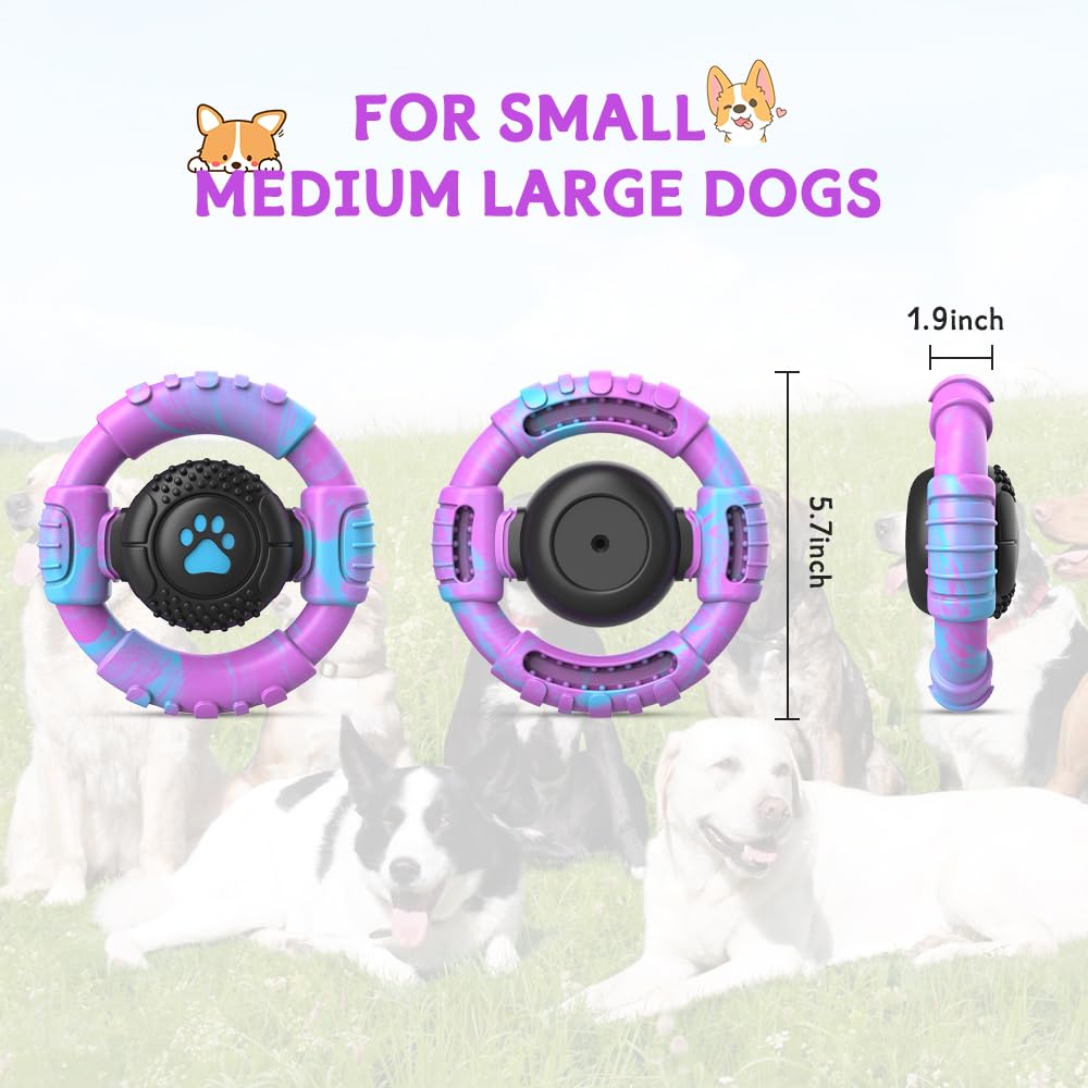VRTOP Indestructible Dog Chew Toys - Durable Natural Rubber, Medium Size, Mixed Color for Aggressive Chewers