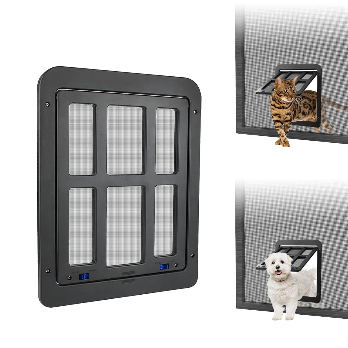 Namsan Screen Cat Door For Sliding Door 8.2 X 9.6 Inches Entrance Screen Pet Door For Small Dogs Cats Magnetic Automatic Closure Gate