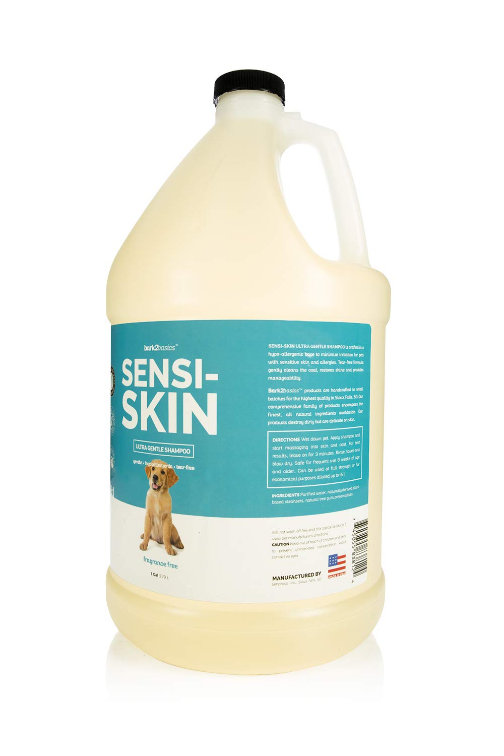 Bark2Basics Sensi-Skin Hypoallergenic Dog Shampoo, 1 Gallon, All Natural Ingredients, Sensitive Skin Pet Shampoo, Gentle, No Fra