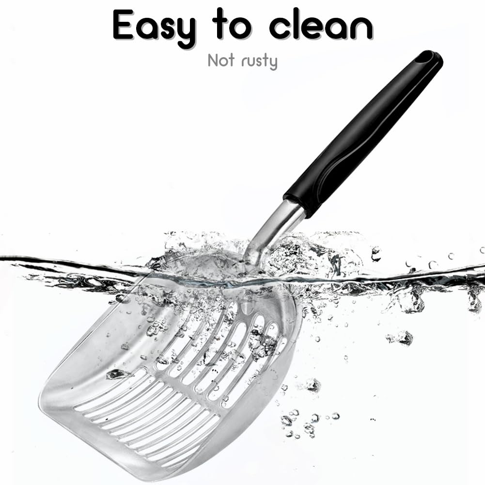 Cat Litter Scoop - Sturdy Mesh Scooper,Long Handle Cat Scooper,Aluminum Alloy Sifter Metal Scoop,Poop Sifting,Mesh Shovel,Suitab