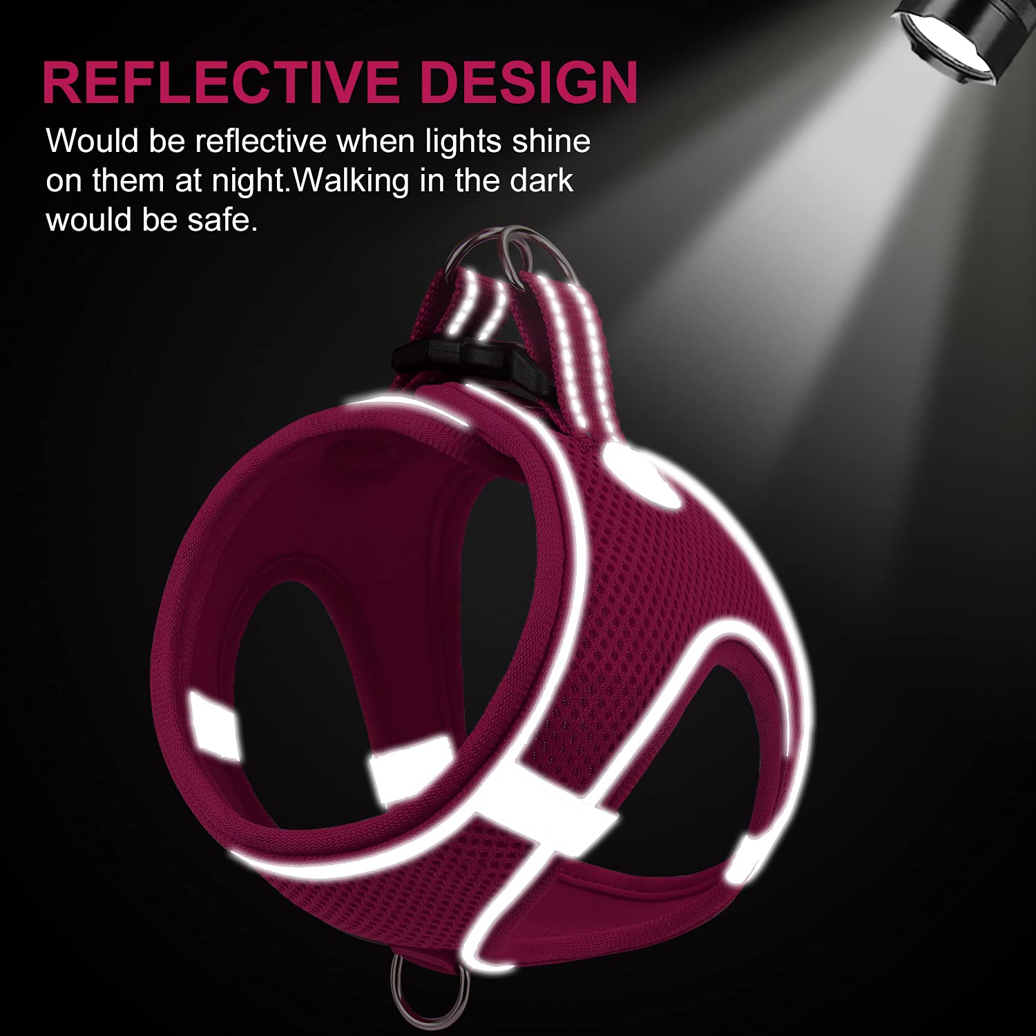 Joytale Step In Dog Harness,12 Colors,Breathable Mesh Vest Harness,Reflective Soft Padded Harnesses For Puppies And Extra Small Dogs,Hotpink,Xs