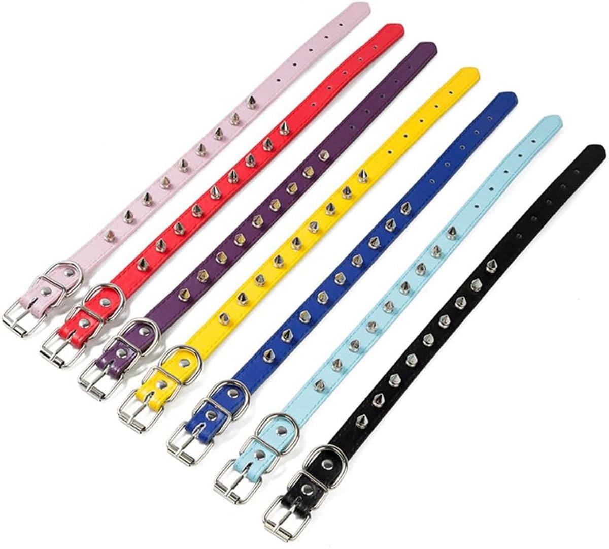 Haoyueer Spiked Dog Collar For Small Dogs, Mushrooms Rivet Soft Pu Leather Spike Stud Studded Cat Collar Adjustable For Mini Tin
