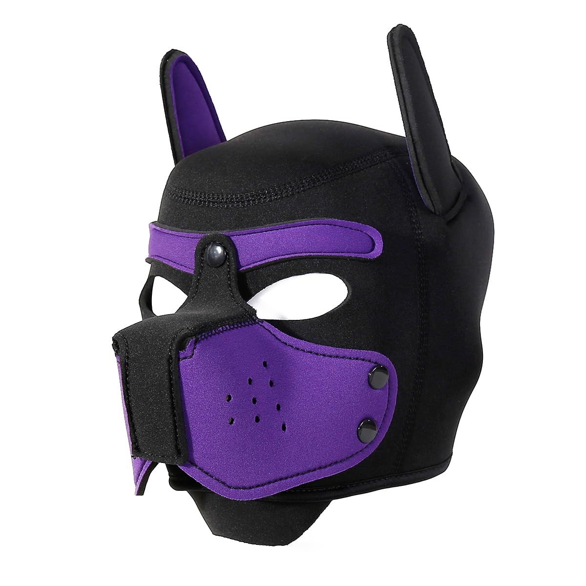 Quyuwowo Neoprene Puppy Face Muzzle Dog Removable Full Face Pup Hood Mask (Purple, One Size)