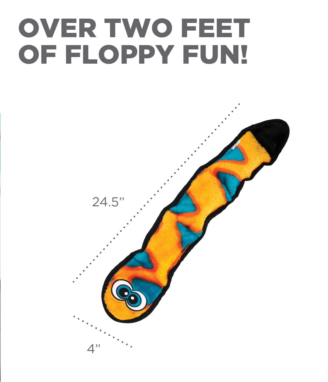 Outward Hound Durablez Tough Plush Squeaky Dog Toy, Snake, Orange, Large