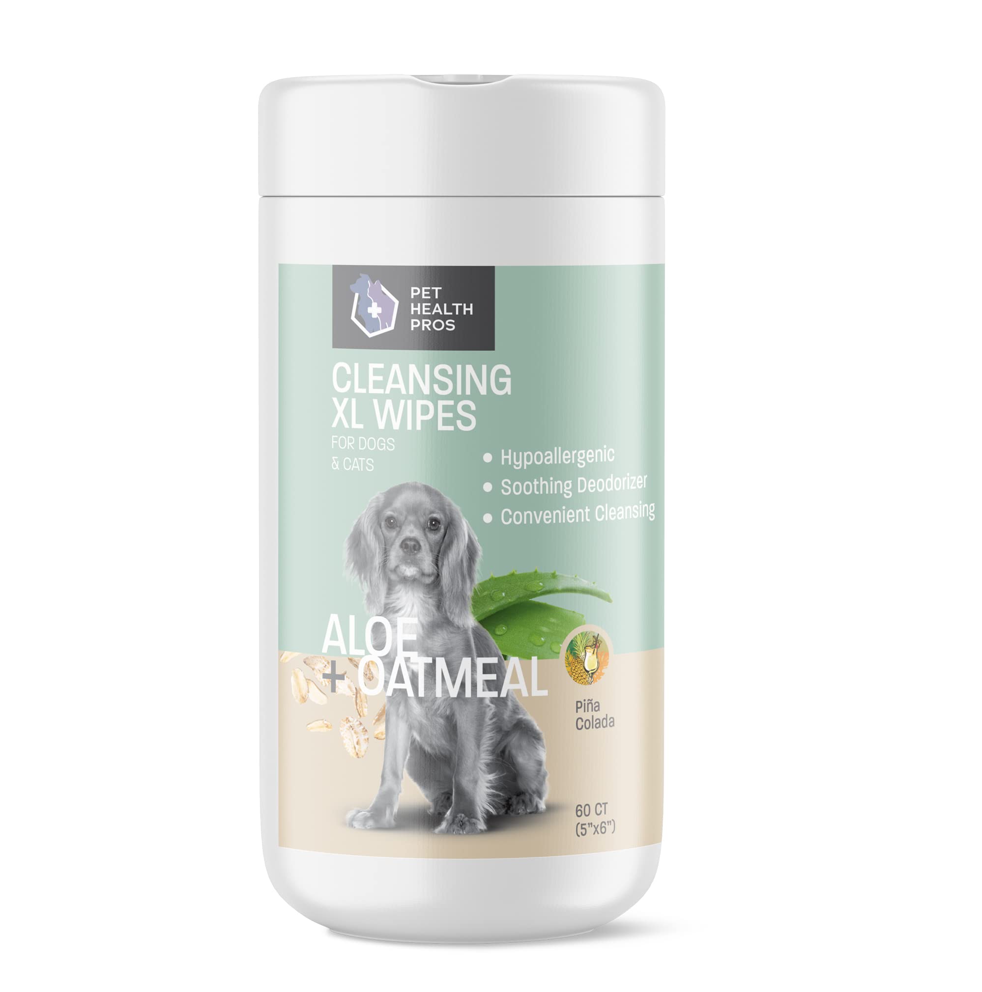Pet Health Pros Aloe & Oatmeal Pet Wipes For Cats And Dog Wipes For Paws And Butt - Gentle Cleansing Pet Wipes For Dogs Skin & C