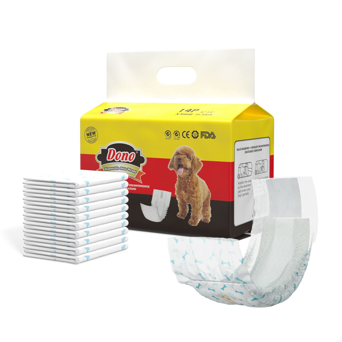 Dono Disposable Dog Diapers- 28Pcs, Dog Wraps For Male Dogs With Wetness Indicator, Super Absorbent Doggy Diapers For Small Dogs