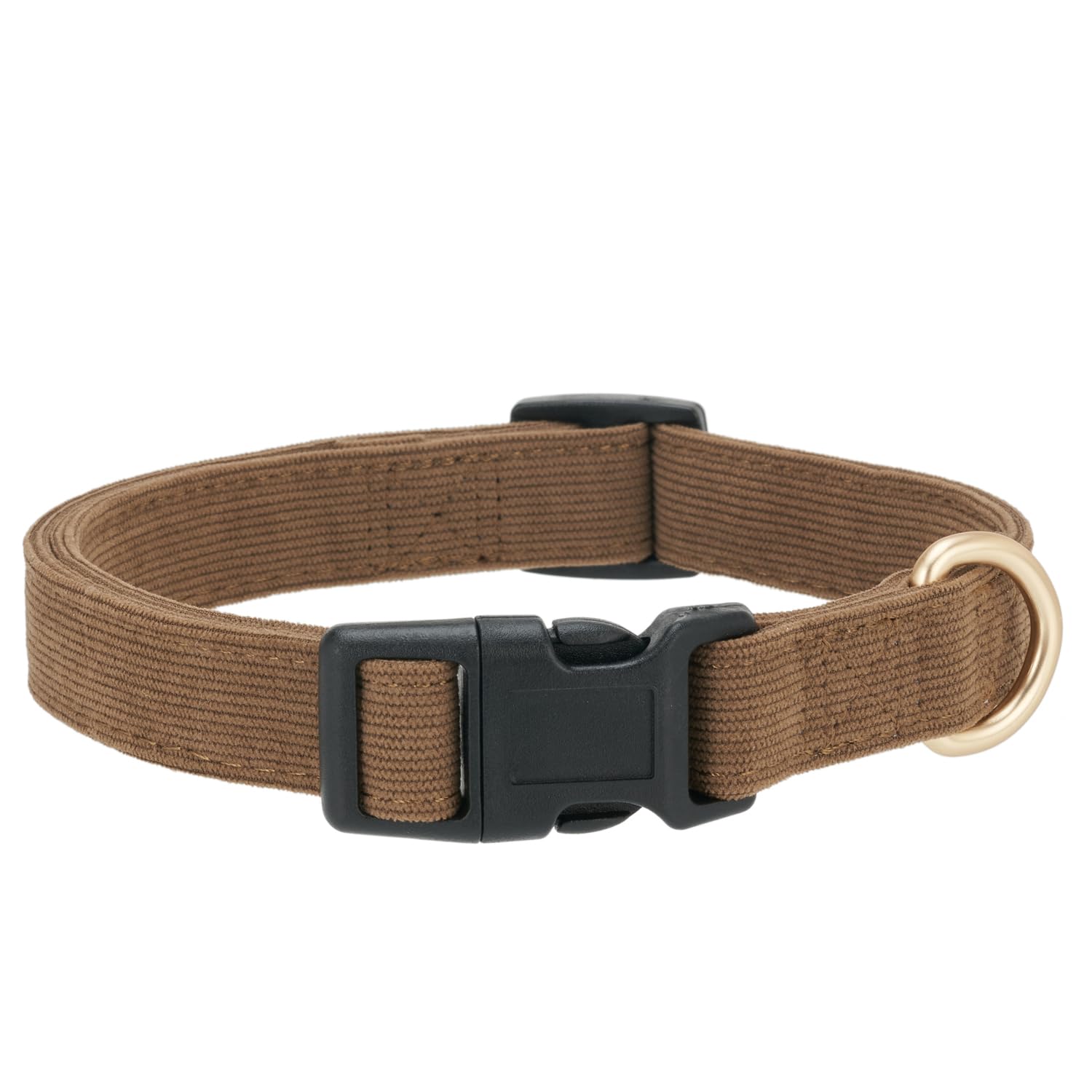 Petiry Soft Corduroy Fibric Dog Collar, Quick Side Release Buckle, for Medium Dogs.(Brown,Medium:12-19'')