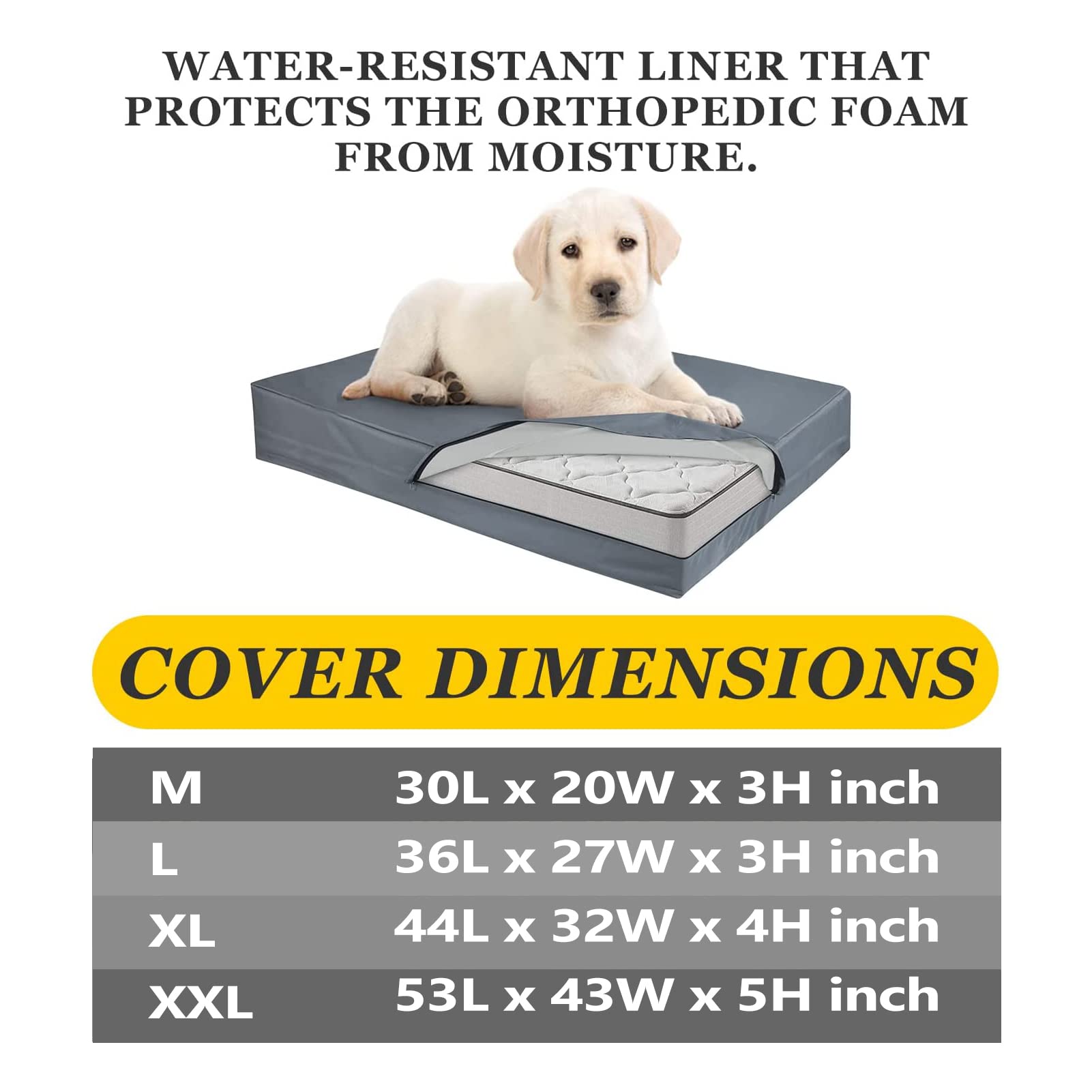 Selugove Dog Bed Covers 53L ?43W ?5H Inch Washable Grey Thickened Waterproof Oxford Fabric With Handles And Zipper Reusable Dog Bed Liner Cover For Large 110-125 Lbs Dog