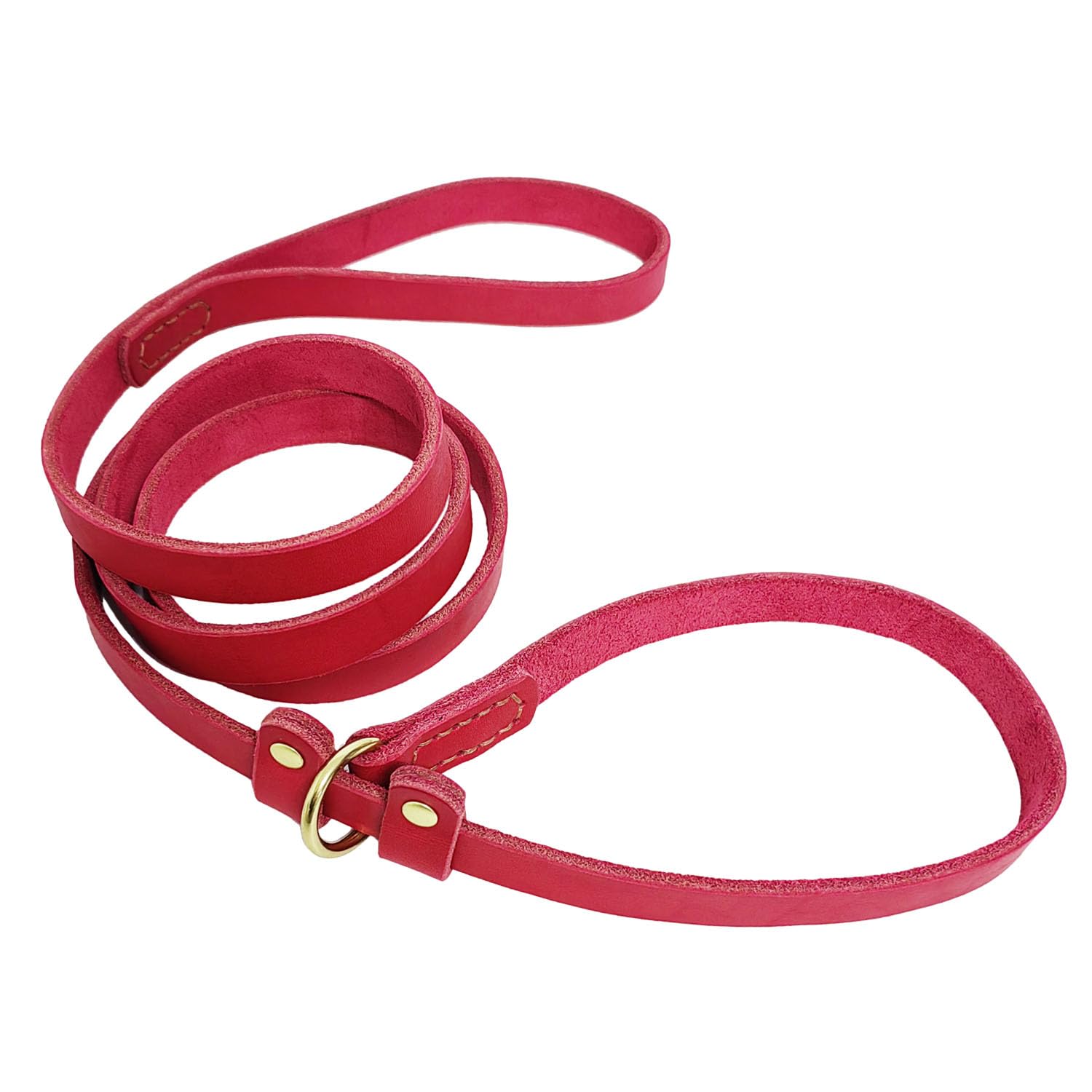 Lwbmg 5.6Ft Leather Dog Leash, Real Leather Slip Lead For Medium Large Dogs, Soft Adjustable Heavy Duty Pet Dog Training Leash -