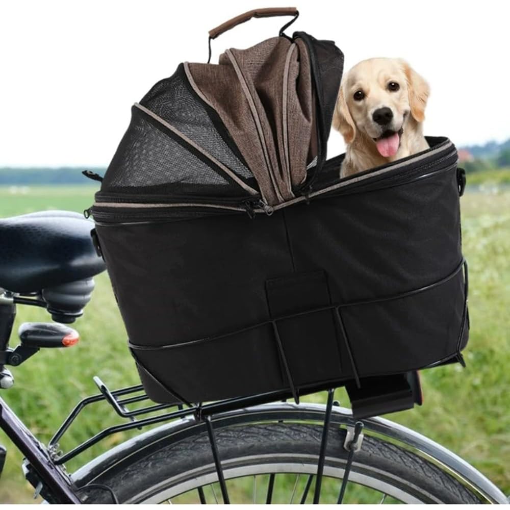 Foldable Bike Pet Rear Basket with Safety Leash & Comfort Pad, Universal Heavy Duty Rear Mount Carrier for Small Medium Dogs Cat