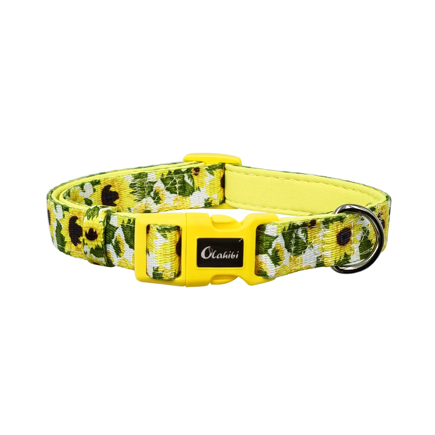 Olahibi Neoprene Padded Dog Collar, Soft And Comfortable, Floral Pattern, For Medium Dogs.(Medium, Sunflower)