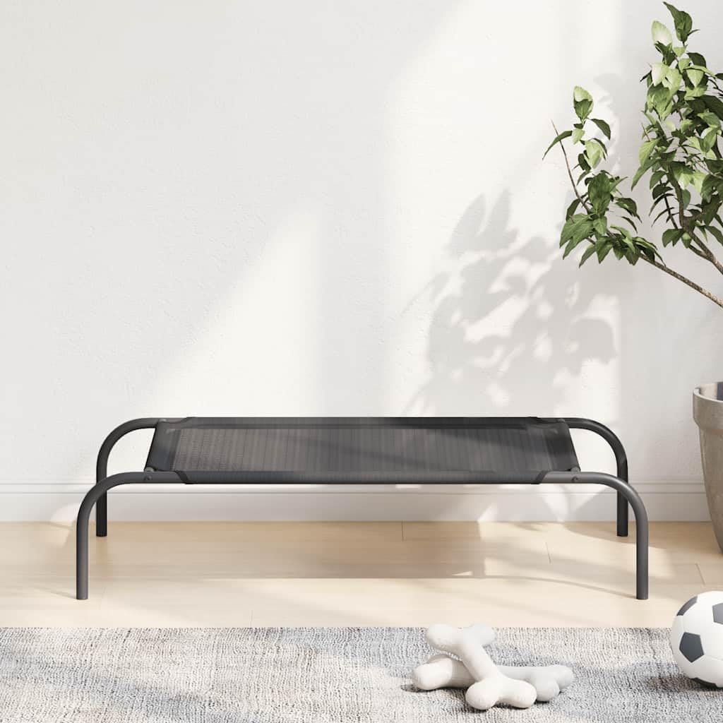 vidaXL Elevated Dog Bed Cat Pet Raised Cot Portable Indoor Outdoor Garden Yard Lawn Raised Cool Camping Basket Dog Supply Black S Textilene