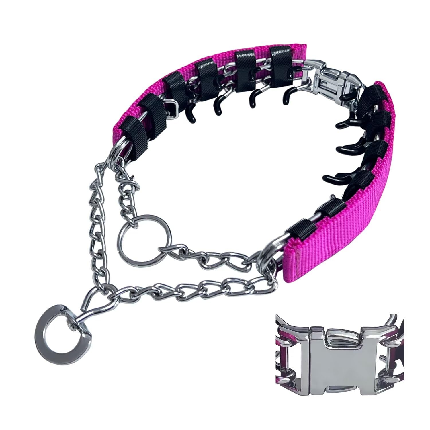 Haesinpa Prong Training Collar For Dogs, Adjustable Dog Pinch Collar With Quick Release Buckle, No Pull Collar For Small Medium