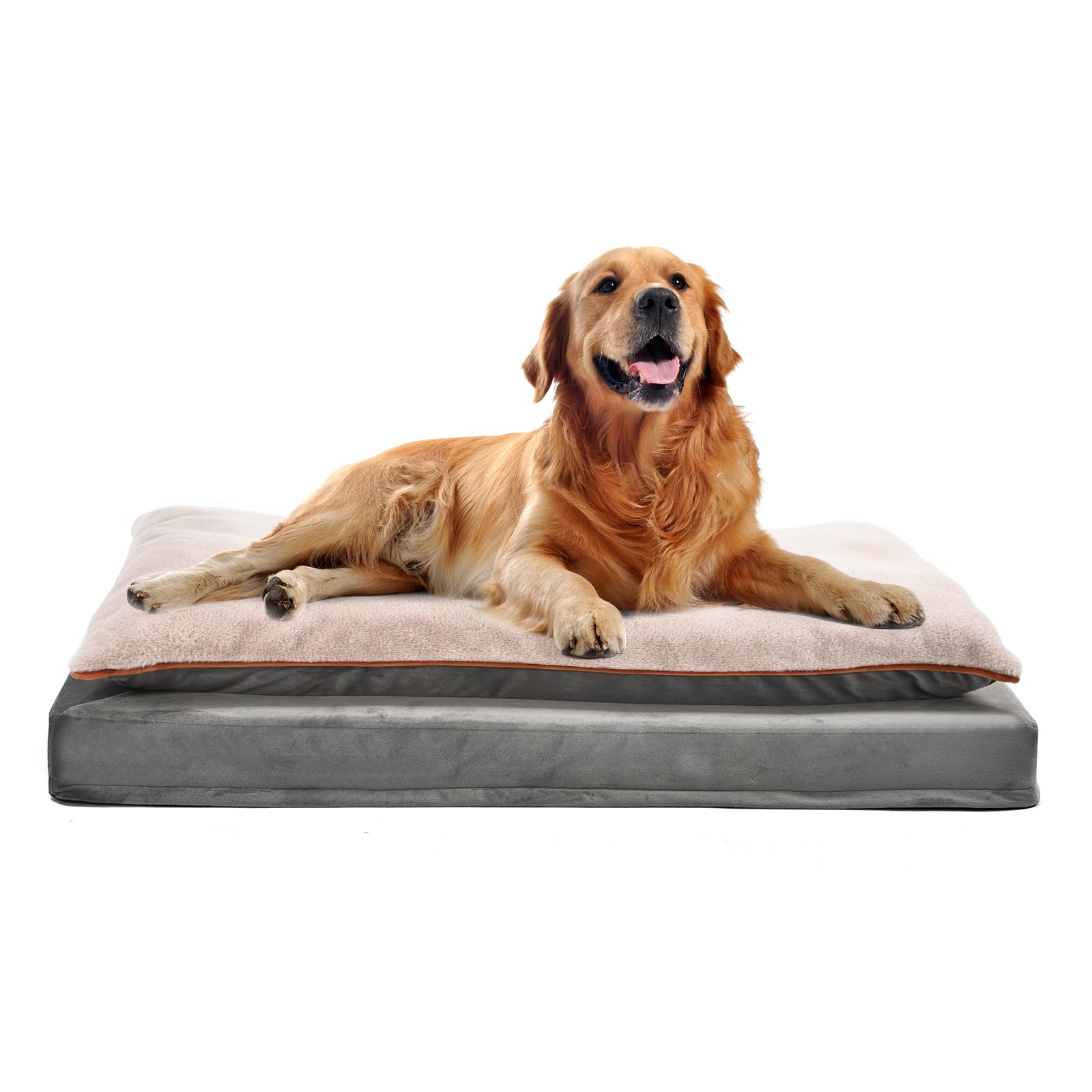 Amazon Basics Orthopedic Dog Bed Medium - Couch Style, Machine Washable, Non-Skid Removable Cover, 48'' X 36'' X 8.5'', Grey