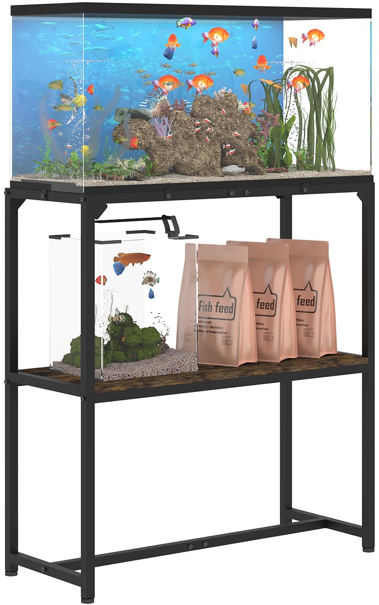 Mondazie 30 Gallon Fish Tank Stand, Upgraded Height Aquarium Stand Table with 2 Tiers Storage Shelf, Metal Reptile Breeder Turtl