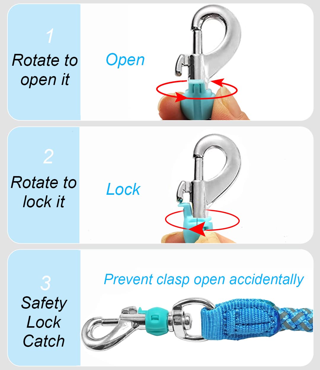 Mycicy 2ft 3ft 4ft 6ft 10ft Reflective Dog Leash - Heavy Duty Nylon Rope Braided, Safety Lock & Soft Handle for All Dogs (Night