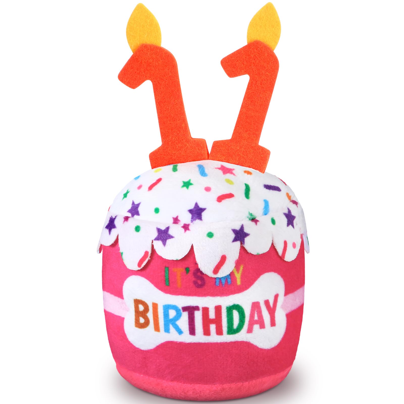 Dansydaisy Dog 11Th Birthday Cake Toy Accessories For Girl Boy Gifts, Pink Squeaky Plush Toy For Dog Birthday Party Decor Favor 