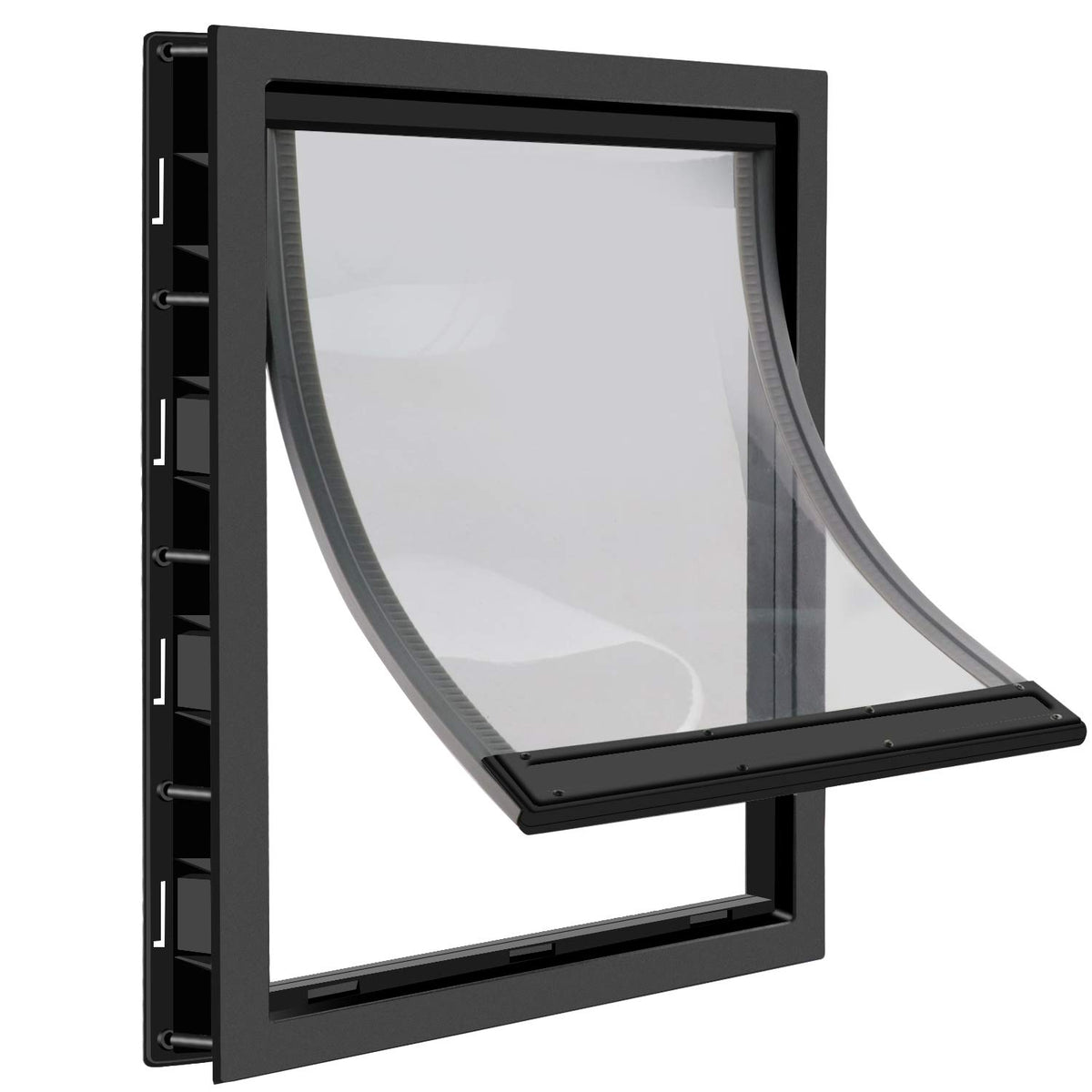 Ceesc Dog Door With Soft Transparent Magnetic Flap And Snap-In Closing Panel, Premium Pvc Plastic Pet Door For Small Medium Dogs And Puppies(L,Black)