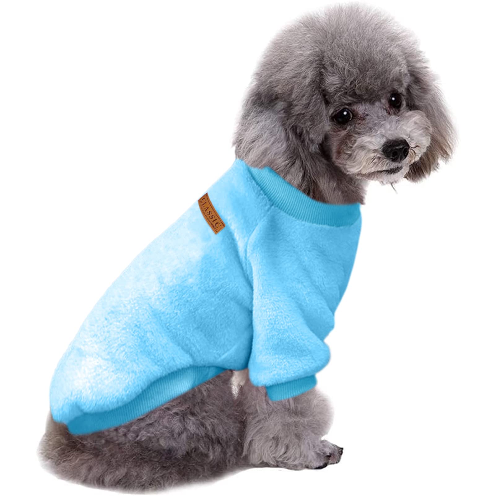 Jecikelon Pet Dog Clothes Dog Sweater Soft Thickening Warm Pup Dogs Shirt Winter Puppy Sweater For Dogs (Z01-Blue, Large)