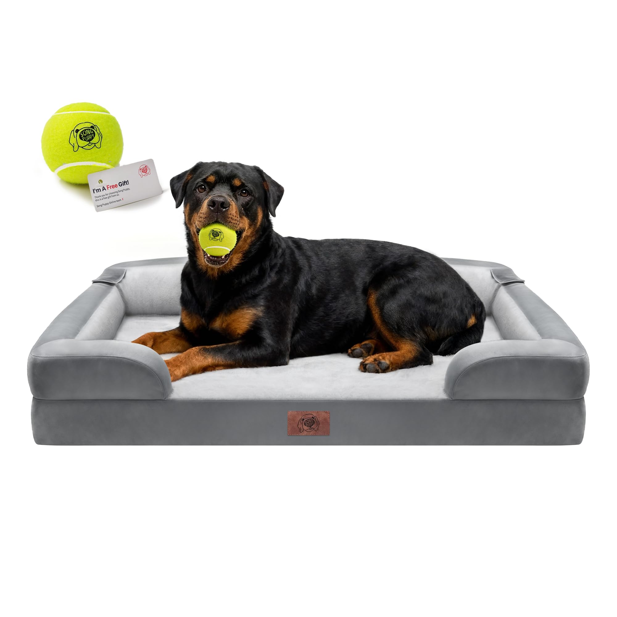 Orthopedic Dog Bed for Extra Large Dogs, XXL Waterproof Egg Crate Memory Foam Pet Bed Bolsters Dog Couch with Washable Cover & N
