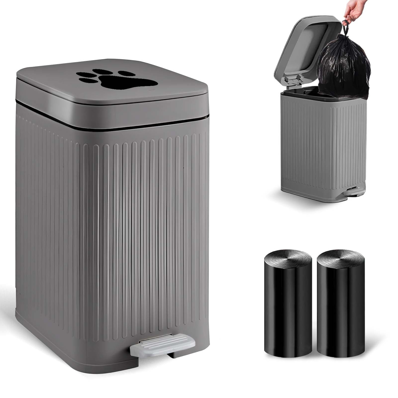 Kopuncare Dog Poop Trash Can Outside, 5L/1.3 Gal Dog Poop Bucket With Lid, Foot Pedal, Dog Waste Container With 40 Bags, Lid Sof