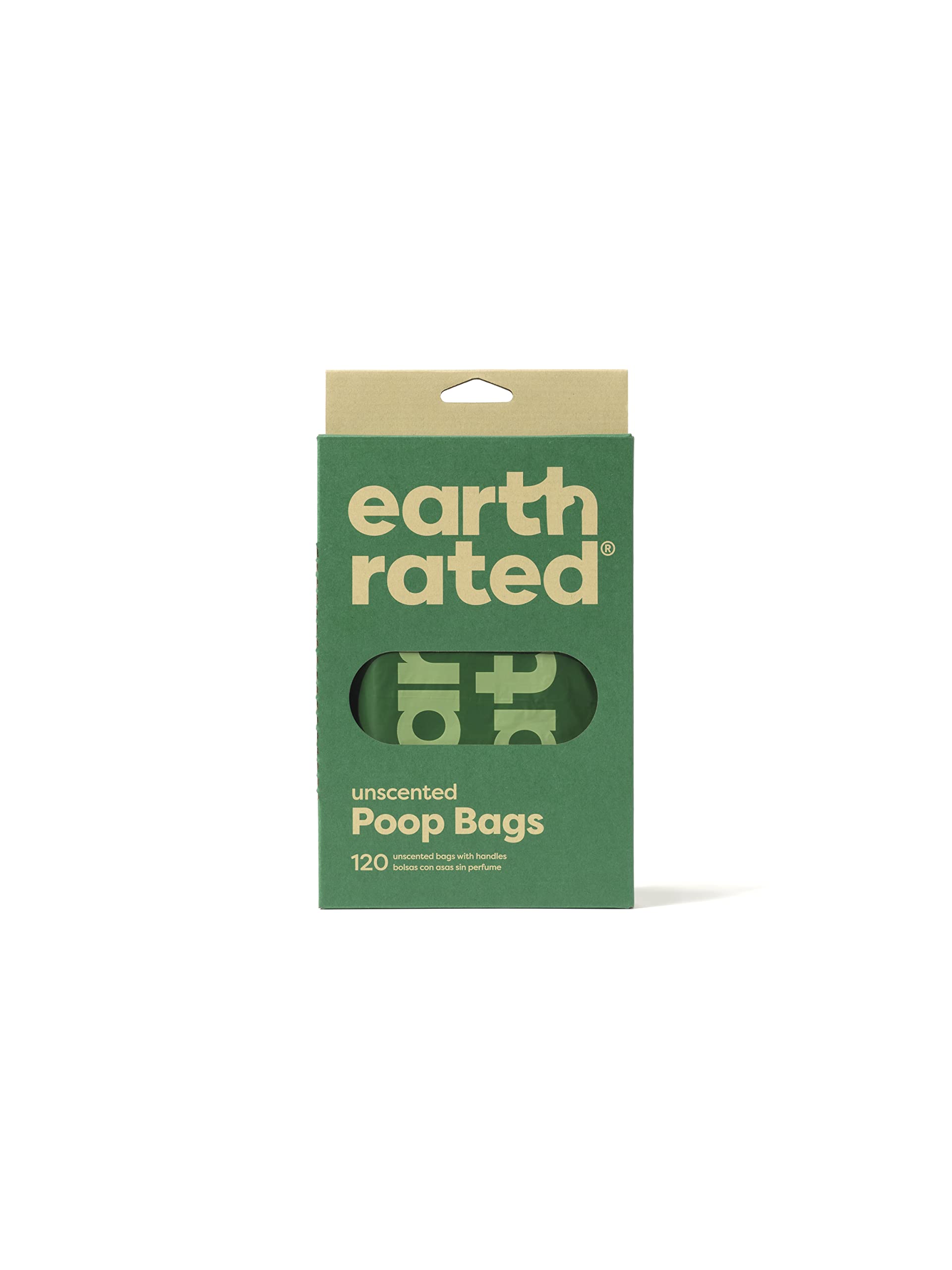 Earth Rated Dog Poop Bags With Handles, New Look, Easy Tie And Guaranteed Leakproof, Unscented, 120 Handle Bags