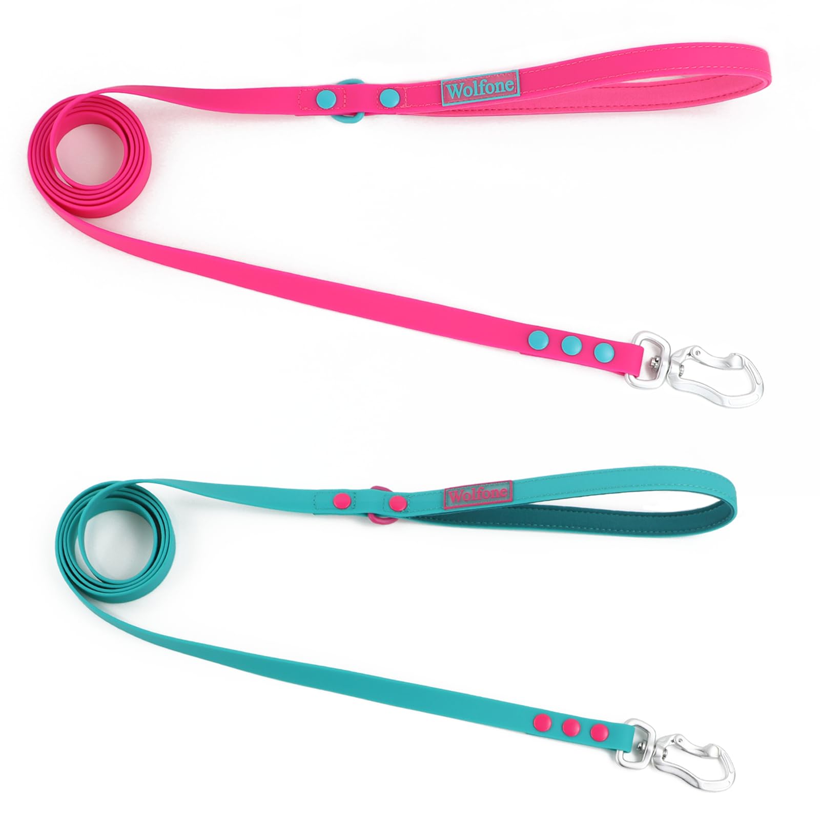 Wolfone Waterproof Dog Leash Carabiner Leash For Dogs Soft Handle Easy Care 5Ft*15Mm*2.0Mm Viridian Green