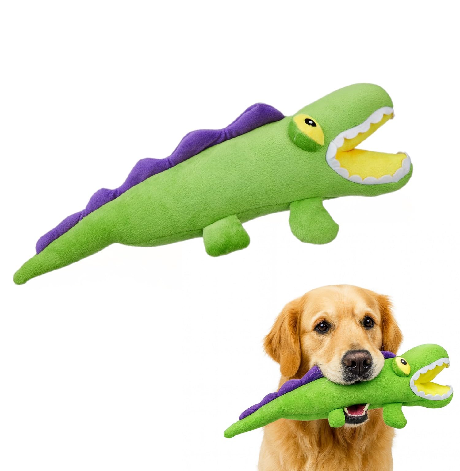 amazon basics Premium Pet Plush Toy Crocodile | for Dogs & Cats | Soft Durable Fabric | Soft Toy for All Pets
