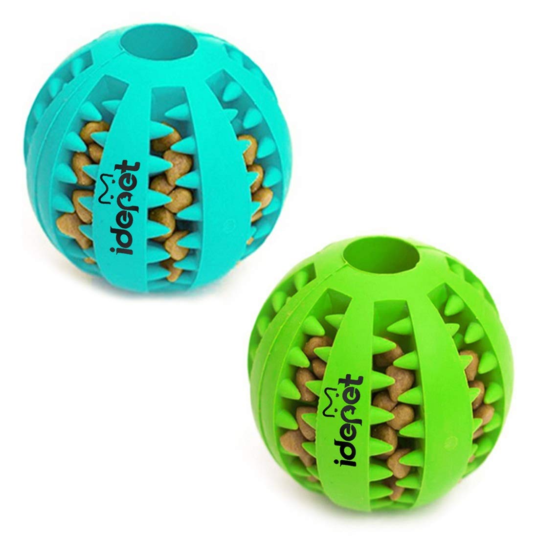 Idepet Dog Toy Ball for Medium Large Dogs Nontoxic Bite Resistant Treat Ball for Pet Puppy Cat Food Feeder Chew Tooth Cleaning B
