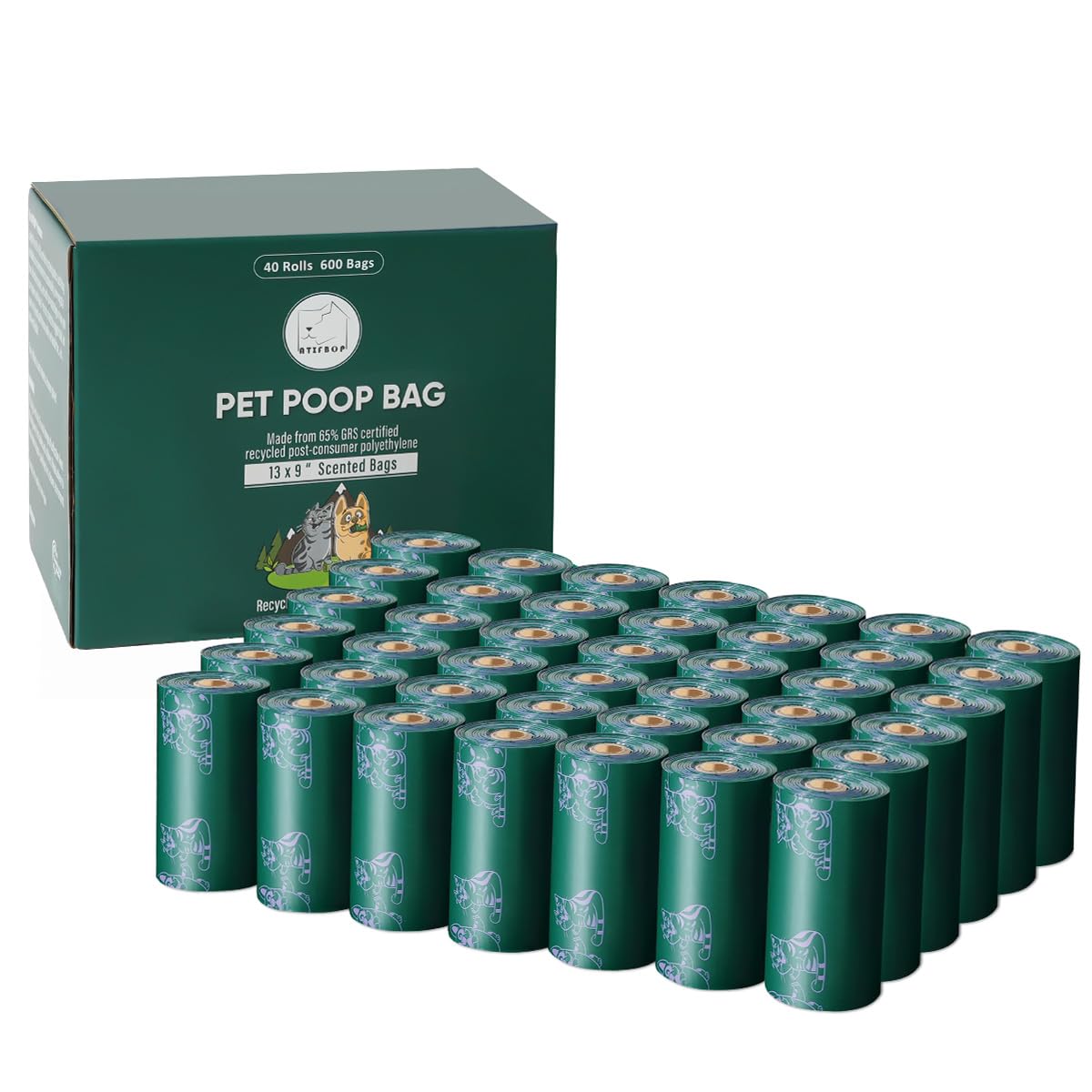 Atifbop Dog Poop Bags Rolls, Extra Thick And Leak-Proof Poop Bag For Dogs, 600 Bags 40 Refill Rolls, Scented Waste Bag For Dog A