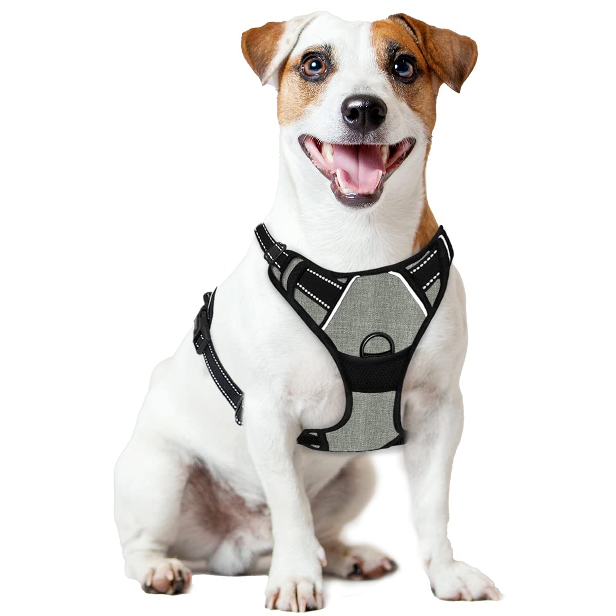 Barkbay No Pull Dog Harness Front Clip Heavy Duty Reflective Easy Control Handle For Large Dog Walking(Flint Gray,M)