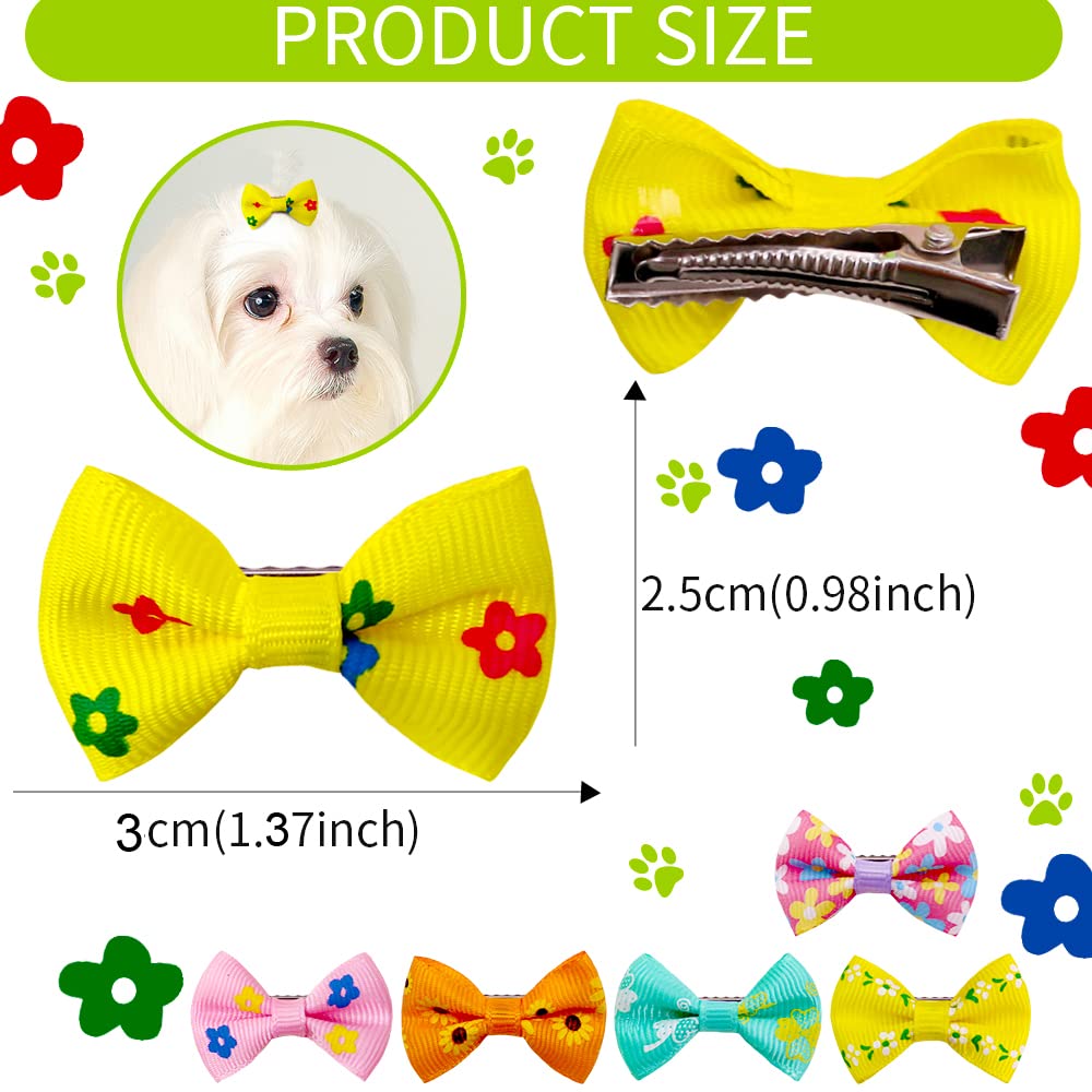 Mruq Pet 80Pcs/40Pairs Dog Bows, Bulk Cute Pet Small Dog Bows Clips 0.98X1.37 Inches, Handmade Mix Yorkie Puppy Dog Hair Groomin