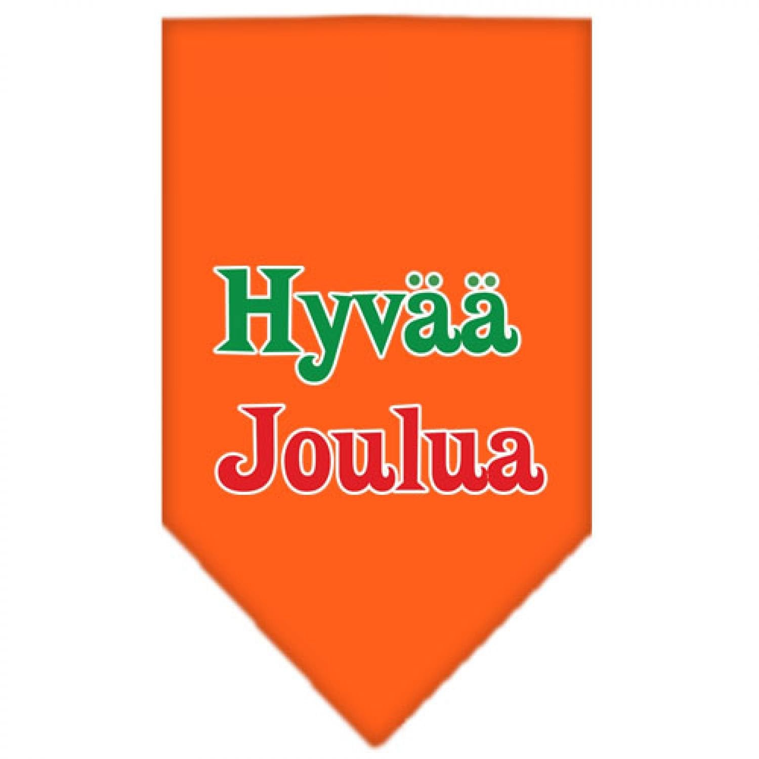 Christmas Pet and Dog Bandana Screen Printed, &quot;Hyvää Joulua&quot; Orange Large