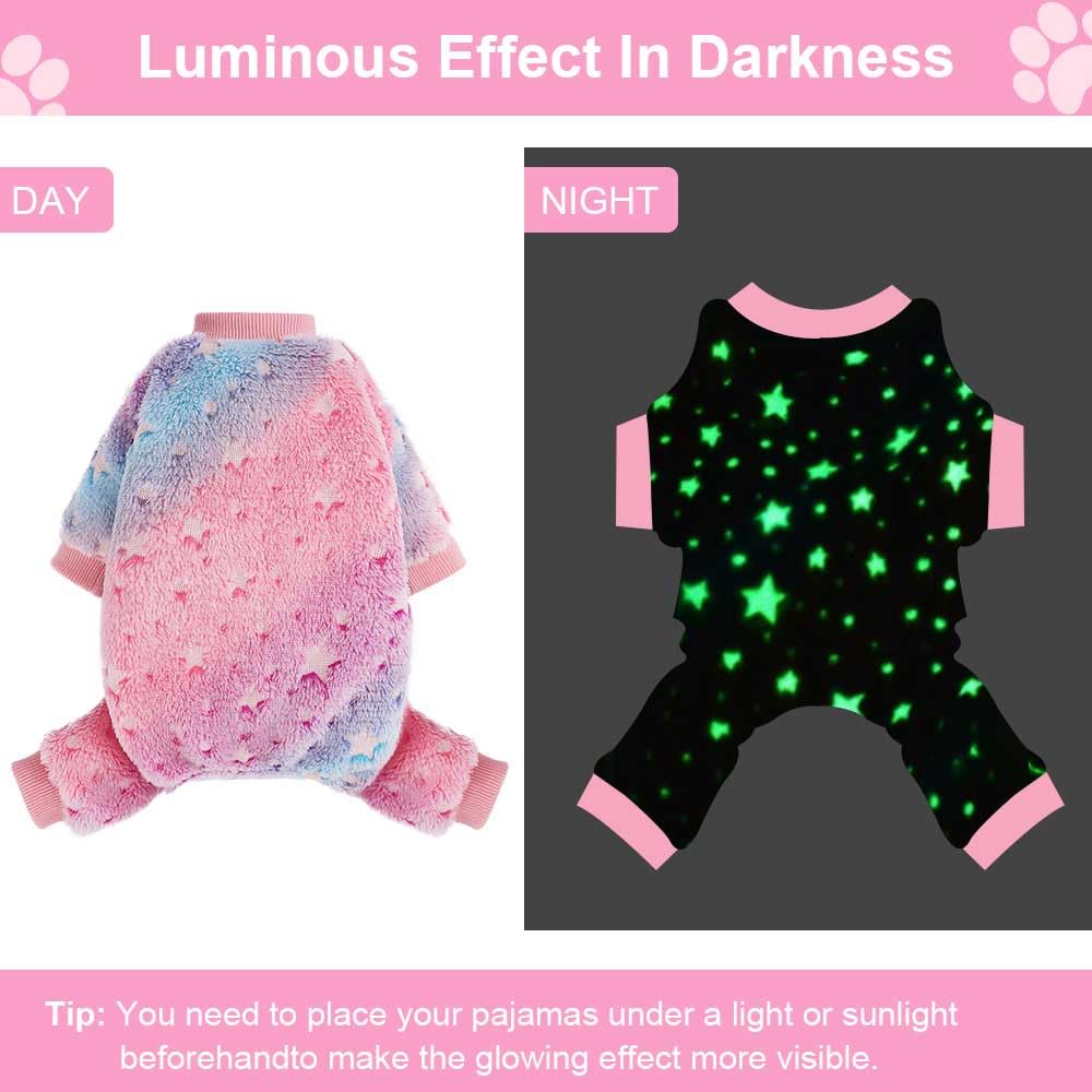 Pajamas For Small Dogs, Glow In Dark Tie Dye Unicorn Dog Sweater, Super Soft Velvet Material Chihuahua Yorkie Tiny Dog Clothes O