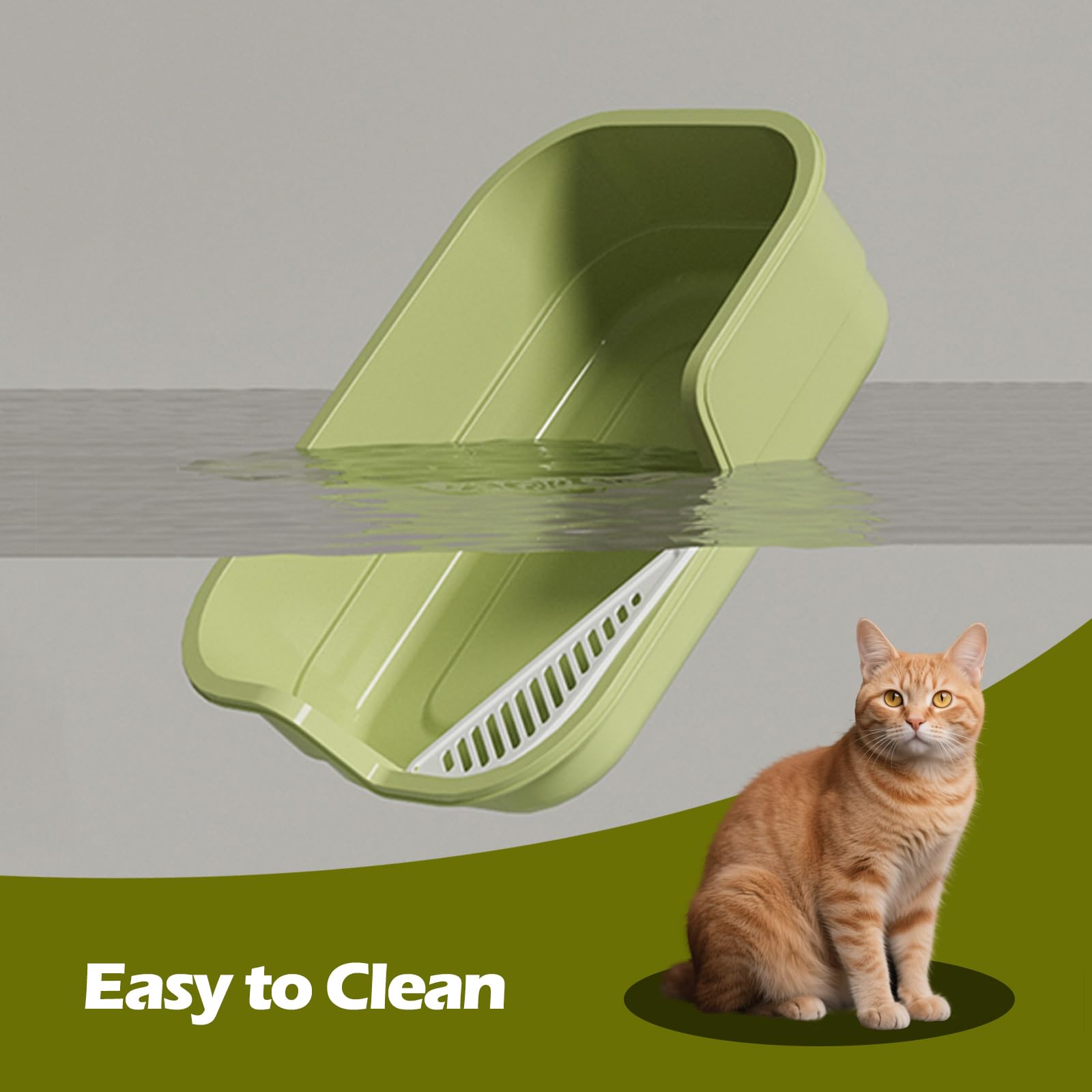 LoopTime Extra Large Cat Litter Box with High Sides,Cats Boxes for Indoor Cats,Cat Litter Pan for Kitty,Litter Box with Low Entr