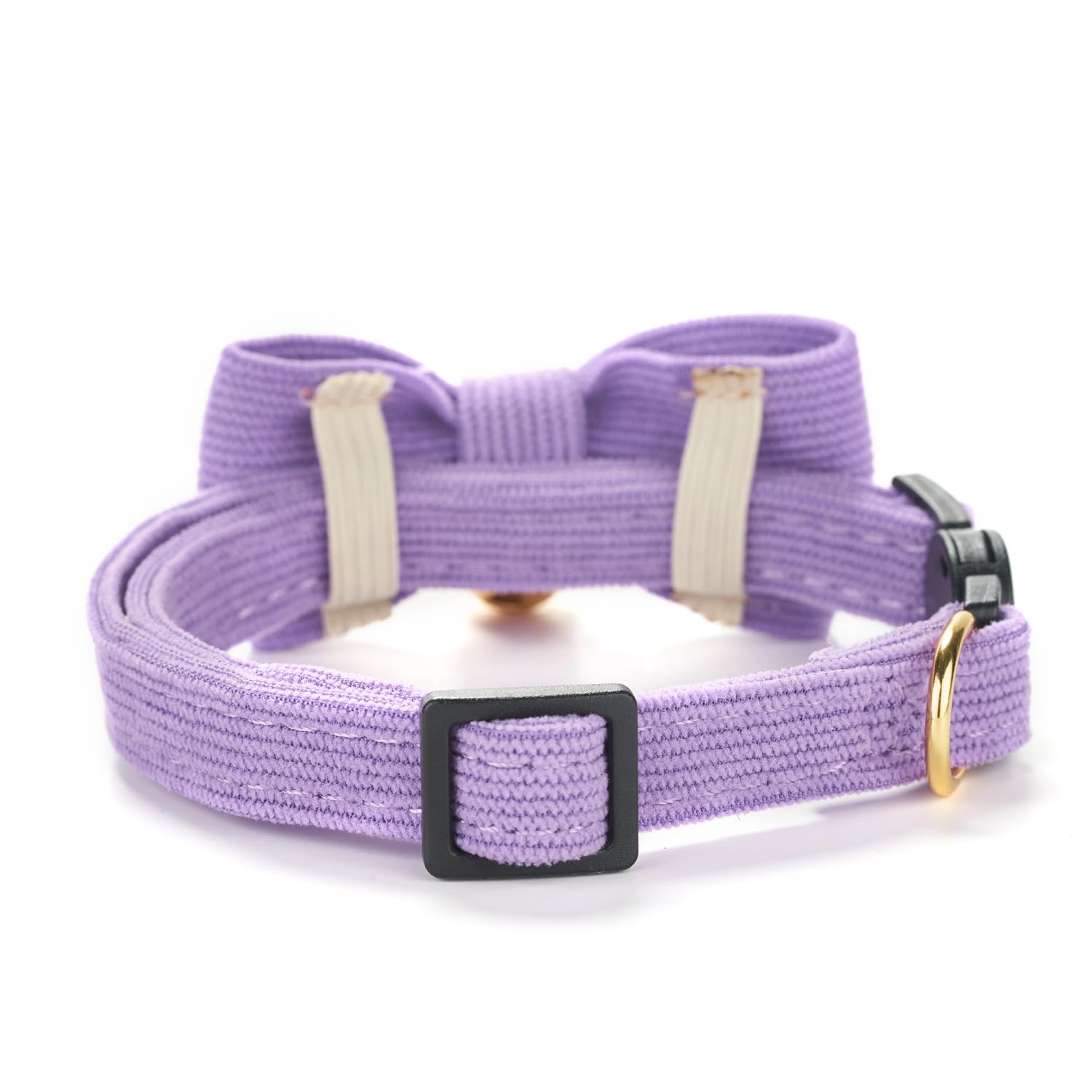 Petiry Soft Corduroy Cat Collar, Plaid Pattern, With Bell And Bowtie, Safety Breakaway Clasp, Adjustable For Kitten And Cats Pur