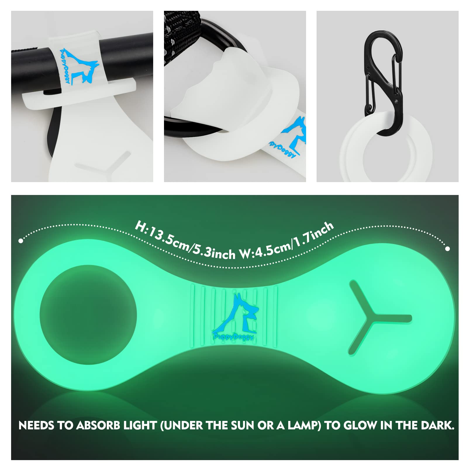 Puppydoggy Dog Poop Bag Holder For Leash Waste Bag Carrier Dog Poop Bag Dispenser For Walking Running Bicycle Accessory 4 Pieces (White)