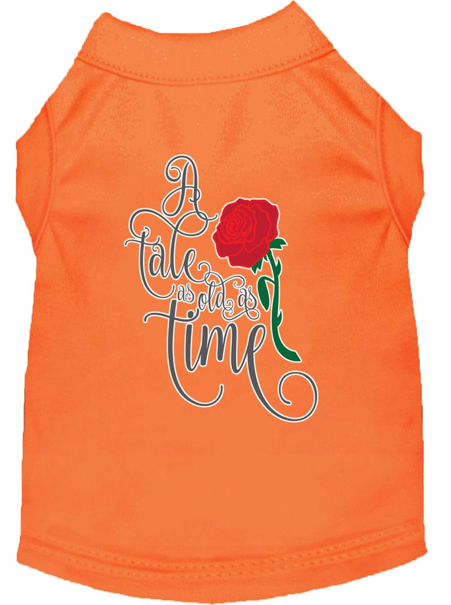Pet Dog & Cat Shirt Screen Printed, "Timeless Tale" Orange MD (6-10 lbs.)