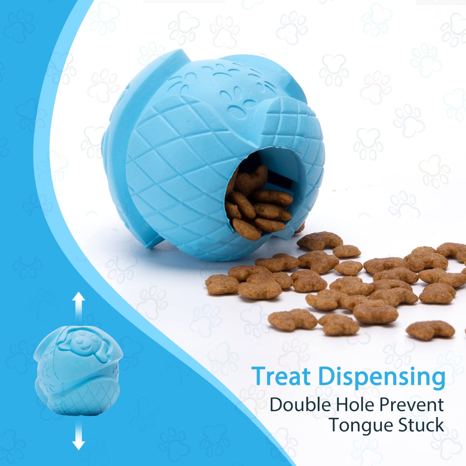 Nobleza Dog Treat Ball, Durable Safe Rubber IQ Dog Food Ball Dispenser for Chewing and Slow Feeing, Interactive Bouncy Enrichmen