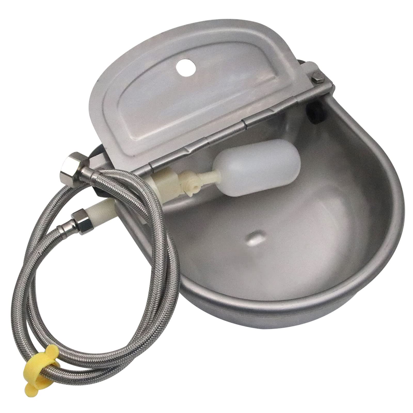 304 Stainless Steel Automatic Livestock Waterer with Float Valve and 39 inch Water Hose(one end 3/4), Automatic Animal Water B