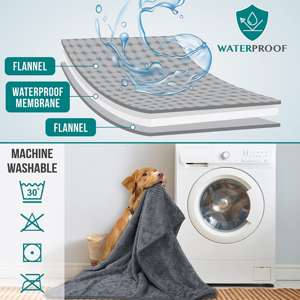 PetAmi Waterproof Dog Blanket, Leakproof Puppy Blanket for Medium Large Dogs, Furniture Sofa Couch Cover Protector, Fleece Pet T