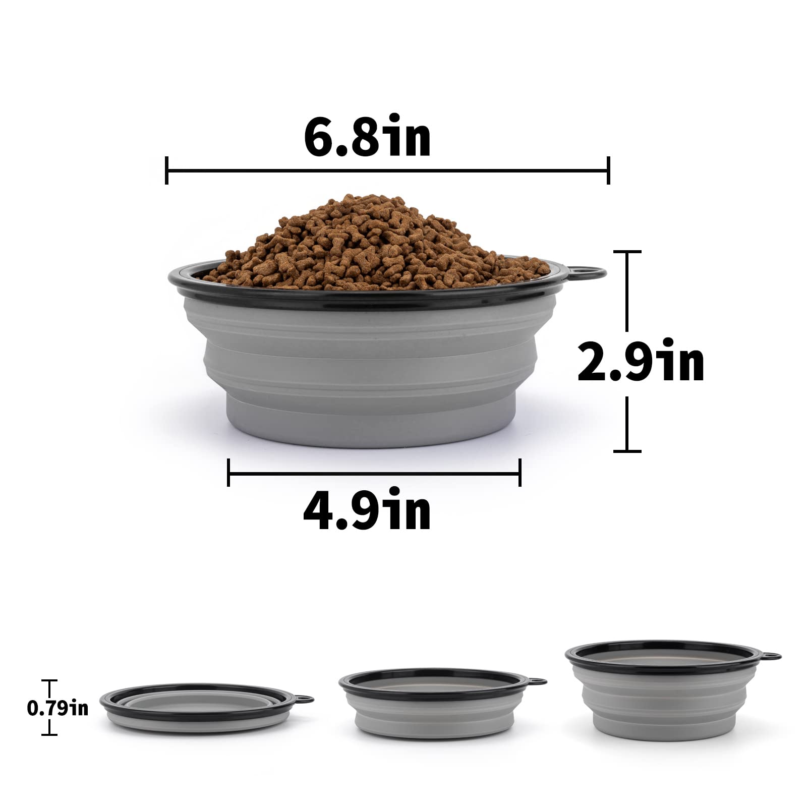 Slson Dog Bowls Pet Collapsible Bowl With Cover Lids,2 Pack Dog Travel Bowls Portable Foldable Cat Water Dish Bowl For Pets Walking Parking Camping (Taro Purple And Concrete Gray, Large)