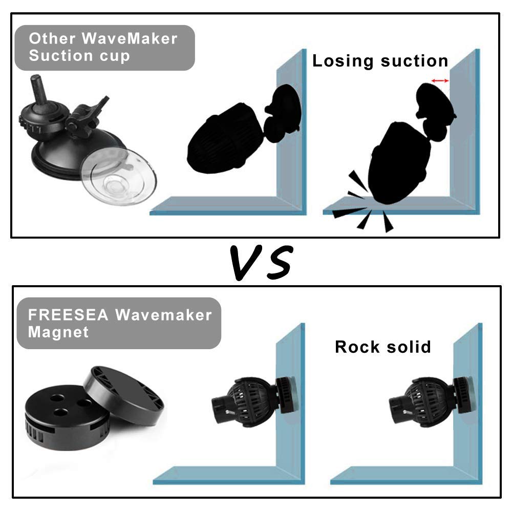 Freesea Aquarium Circulation Pump Wave Maker Power Head With Magnetic Mount Suction (1050 Gph, Black)