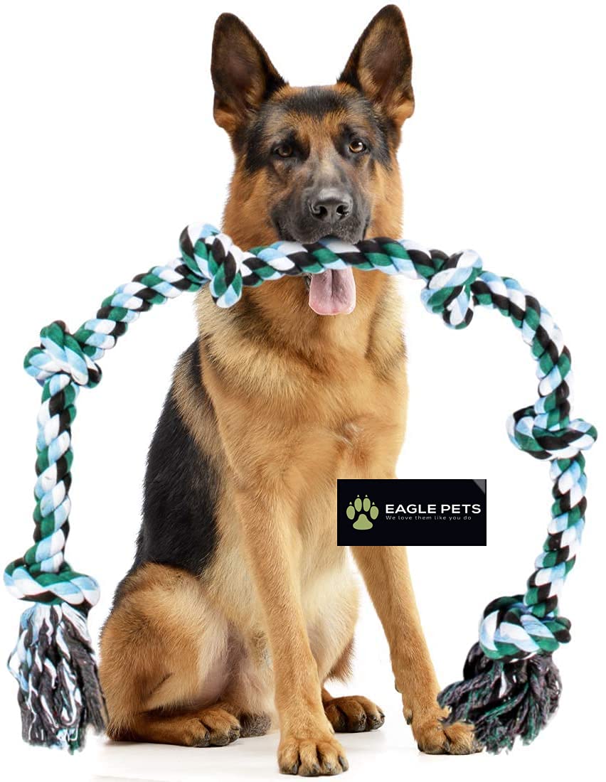 Eagle Pets Indestructible 6 Knots Cotton HandBraided Chewing Rope Dog Toys For Large, Medium And Small Dog. ( Color May Vary )